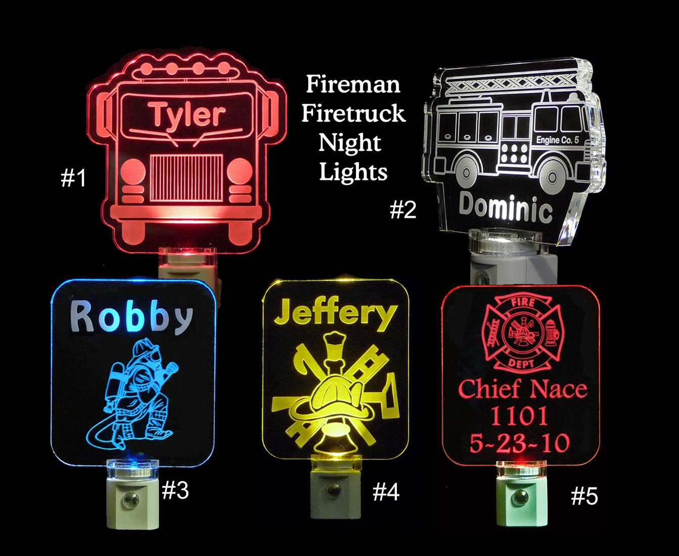 Personalized Firetruck LED Night Light Kids Lamp